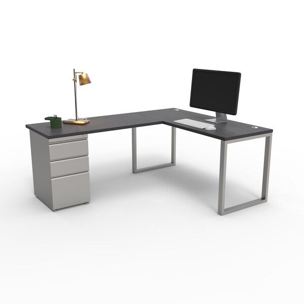 We'Re It Connect It L-Shaped Desk, 77 in D X 30 in H, 60 in W X Thermally Fused Laminate DI60304824L1BBF-BS-6307 - main